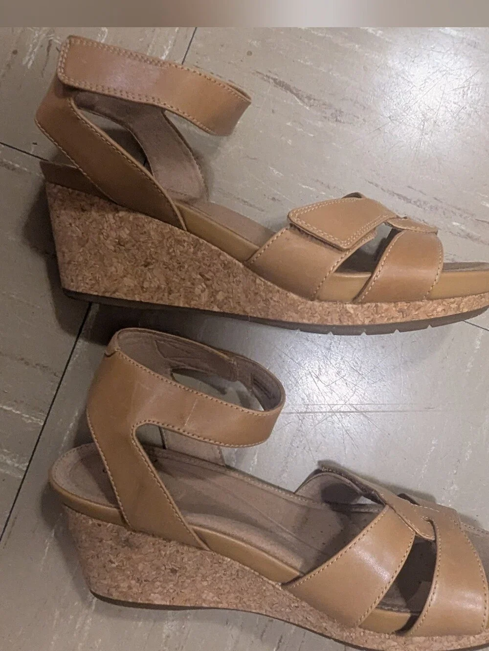 Clark's Tan Women’s Platform Sandals with Ankle Strap